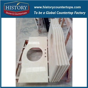 History Stone Marble Hmj023 Botticino Classic Factory Supply Polished Custom Inlay Modern Style Design for Hotel Solid Surface Countertop, Bathroom Vanity Top, Bathroom Vanity Suite & Cabinets