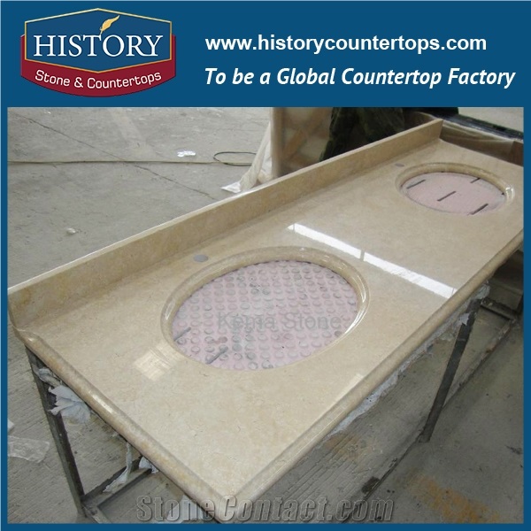 History Stone Marble Hmj023 Botticino Classic Factory Supply Polished Custom Inlay Modern Style Design for Hotel Solid Surface Countertop, Bathroom Vanity Top, Bathroom Vanity Suite & Cabinets