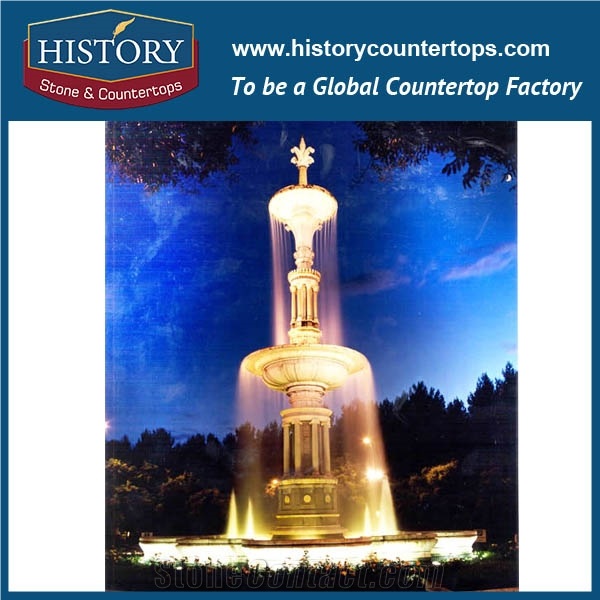 History Stone Perfect China Foshan Product with Cheap Price, Natural Polished White Marble Tiered Carved Luxurious Light Garden Water Fountain Waterfall, Decorative Water Fountain