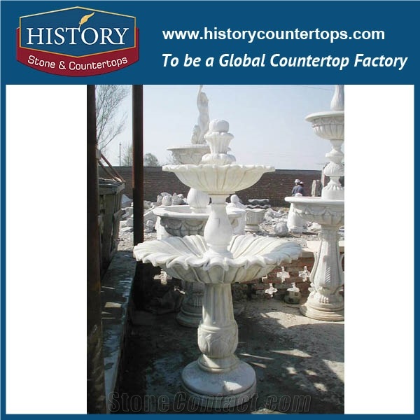 History Stone Perfect China Foshan Product with Cheap Price, Natural Polished White Marble Tiered Carved Luxurious Light Garden Water Fountain Waterfall, Decorative Water Fountain