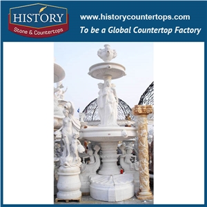 History Stone Perfect China Foshan Product with Cheap Price, Natural Polished White Marble Tiered Carved Luxurious Light Garden Water Fountain Waterfall, Decorative Water Fountain