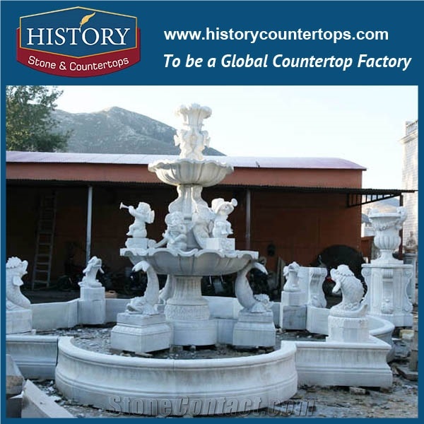 History Stone Perfect Quanzhou Shuitou Product with Cheap Price, Natural Polished Grey Granite Petaling Base with Fishes Garden Water Fountain with Little Bassoonists, Decorative Water Fountain