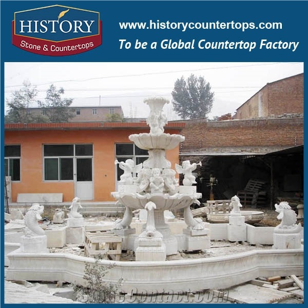 History Stone Perfect Quanzhou Shuitou Product with Cheap Price, Natural Polished Grey Granite Petaling Base with Fishes Garden Water Fountain with Little Bassoonists, Decorative Water Fountain