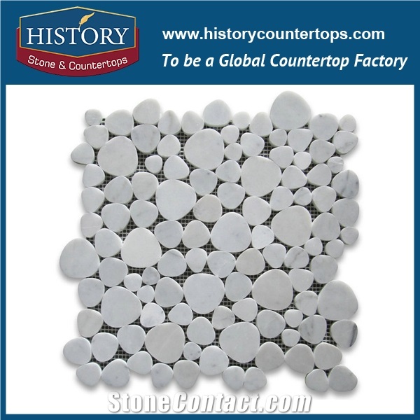 History Stone Premium Tiles Quanzhou Supply, New Pattern Natural Polished White Thassos Marble Ellipse Oval Pattern Mosaic for Kitchen Backsplash, Wall Cladding, Subway Floor, Murals & Flooring Mosaic
