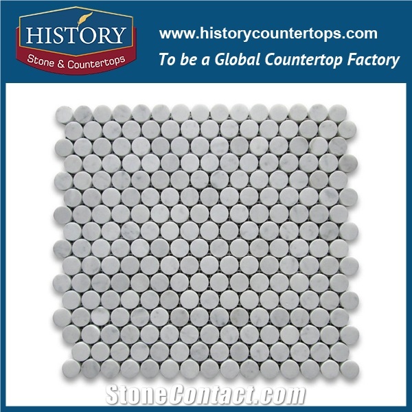 History Stone Premium Tiles Quanzhou Supply, New Pattern Natural Polished White Thassos Marble Ellipse Oval Pattern Mosaic for Kitchen Backsplash, Wall Cladding, Subway Floor, Murals & Flooring Mosaic