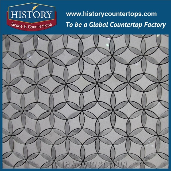 History Stone Professional Craftsmanship Shandong Supplier High Quality Competitive Price, Bianco Carrara Flower Pattern Mosaic Tile for Interior Decoration, Floor & Wall White Marble Mosaic