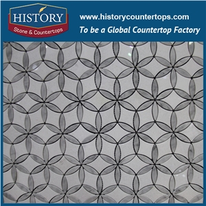 History Stone Professional Craftsmanship Shandong Supplier High Quality Competitive Price, Bianco Carrara Flower Pattern Mosaic Tile for Interior Decoration, Floor & Wall White Marble Mosaic