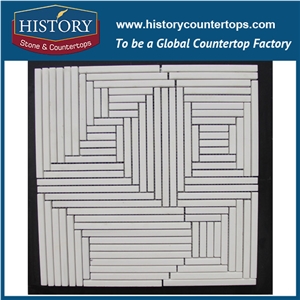 History Stone Professional Craftsmanship Shandong Supplier High Quality Competitive Price, Bianco Carrara Flower Pattern Mosaic Tile for Interior Decoration, Floor & Wall White Marble Mosaic