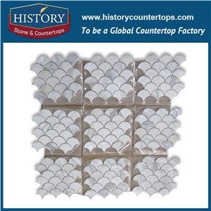 History Stone Qualified Distributors near Me, Nature New Honed Calacatta Gold White Marble Grand Fish Scale Fan Pattern Buy Mosaic Tiles for Living Room, Ktv, Bedroom, Hotel Decorations