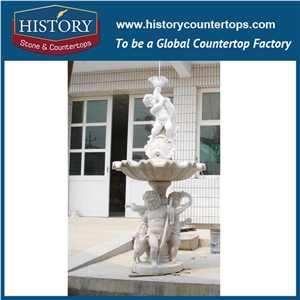 History Stone Qualified Fountain by Shandong Factory, Yellow Granite Handwork Three Layers Fountain with Disk Base for Garden, Park, Square, Villa, Decorative Stone Fountain