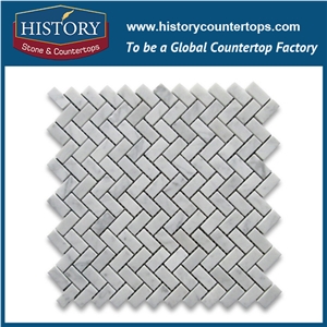 History Stone Qualified Quanzhou Manufacturer, Natural Honed Carrara White Marble Natural Stone 1×4 Chevron Pattern Mosaic Tiles for Sale, House Decorative Wall & Flooring Mosaic