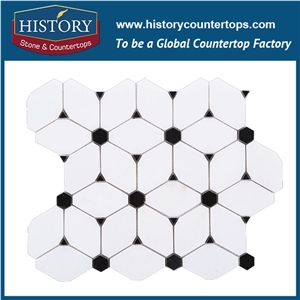 History Stone Qualified Shangdong Supplier Competitive Price, Hot Selling Dark Emperador and Brown Marble Tile Fretwork Interlock Pattern Mosaic Tiles, Flooring & Wall Natural Marble Mosaic