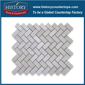 History Stone Reasonable Price Quanzhou Factory Modern Design, Polished Cream Marfil Beige Marble 1×2 Herringbone Mosaic Tiles for Kitchen, Tv Background Wall Cladding, Decorative Floor Mosaic
