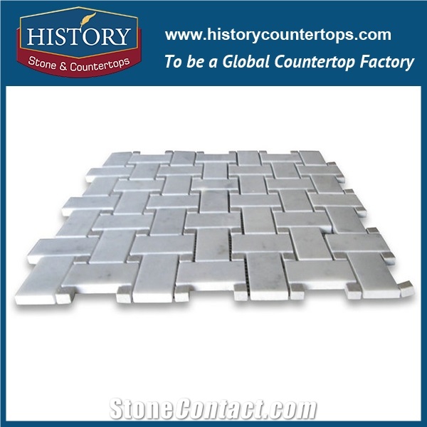 History Stone Reliable Quality Reputed Shandong Manufacturer, Natural Honed Bianco Carrara Marble Basket Weave with Black Dots 1×2 Mosaic Flooring Tiles for Interior Decoration, Floor & Wall Mosaic