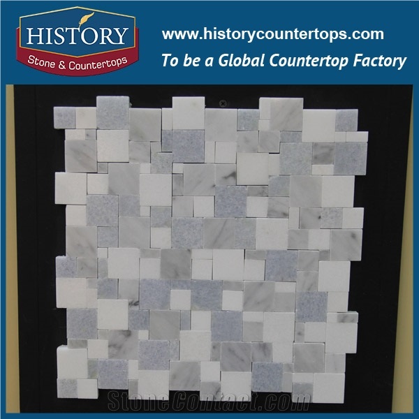 History Stone Reliable Quanzhou Factory Wholesaler with Cheap Price, Arabescato Corchia and Black Big Dots Mosaic Pattern Tiles for Kitchen Backsplash and Bathroom Wall, White Marble Floor Mosaic