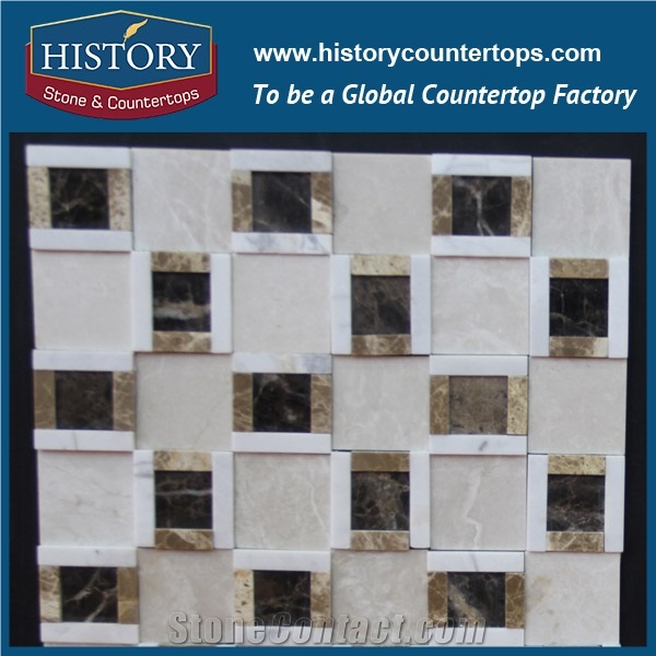 History Stone Reliable Quanzhou Factory Wholesaler with Cheap Price, Arabescato Corchia and Black Big Dots Mosaic Pattern Tiles for Kitchen Backsplash and Bathroom Wall, White Marble Floor Mosaic