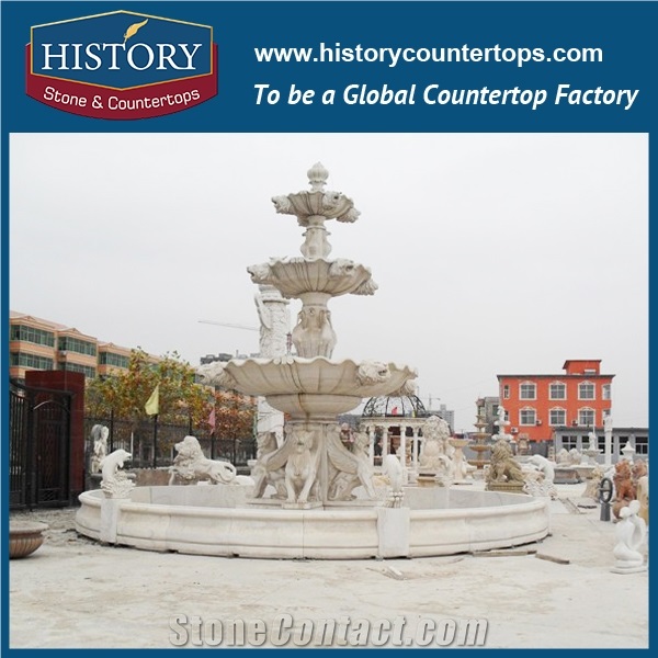 History Stone Reliable Reputation Quanzhou Fountain Wide Selection, Natural Yellow Granite Handmade Ring Floral Pedestal Three Tiers Water Fountain for Garden, Park, Villa, Decorative Stone Fountain