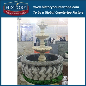 History Stone Reputable Producer China Quanzhou Factory, Polished Grey Granite Disk-Annulus Pattern Tiered Fountain with Urn with Competitive Price, Stone Fountain Ornament