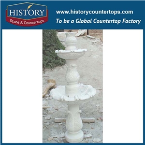 History Stone Reputable Producer China Quanzhou Factory, White Marble Disk-Annulus Pattern Two-Tiered Fountain with Low Price for Exterior Decoration, Stone Fountain Ornament