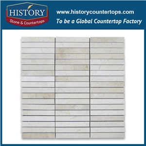 History Stone Reputed Quanzhou Shuitou Manufacturer High Quality, Polished Cream Marfil Beige Marble Rectangular Strips Mixed Brick Mosaic Hall Floor Tiles Patterns, Flooring & Mural Mosaic
