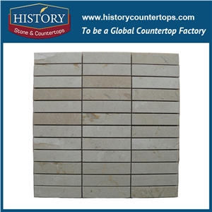 History Stone Reputed Quanzhou Shuitou Manufacturer High Quality, Polished Cream Marfil Beige Marble Rectangular Strips Mixed Brick Mosaic Hall Floor Tiles Patterns, Flooring & Mural Mosaic