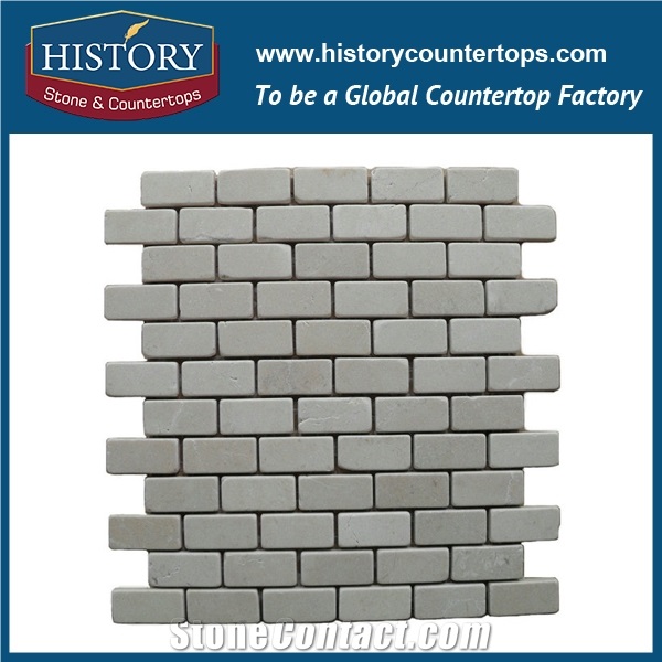 History Stone Reputed Quanzhou Shuitou Manufacturer High Quality, Polished Cream Marfil Beige Marble Rectangular Strips Mixed Brick Mosaic Hall Floor Tiles Patterns, Flooring & Mural Mosaic