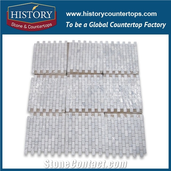 History Stone Reputed Quanzhou Shuitou Manufacturer High Quality, Polished Cream Marfil Beige Marble Rectangular Strips Mixed Brick Mosaic Hall Floor Tiles Patterns, Flooring & Mural Mosaic