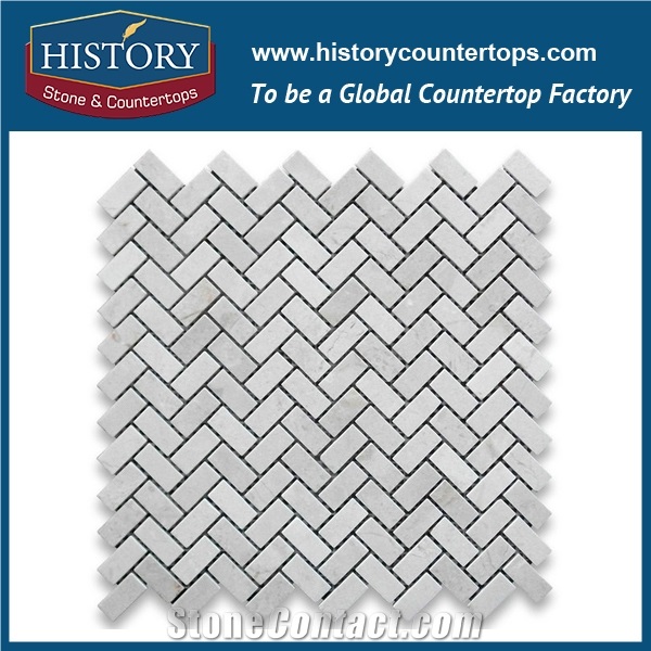 History Stone Shandong Factory Wholesaler, Polished Natural Calacatta Gold Marble 1×3 Herringbone Mosaic Wall Tile Products for Kitchen and Bathroom Decoration, Flooring & Mural Mosaic