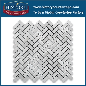 History Stone Shandong Factory Wholesaler, Polished Natural Calacatta Gold Marble 1×3 Herringbone Mosaic Wall Tile Products for Kitchen and Bathroom Decoration, Flooring & Mural Mosaic
