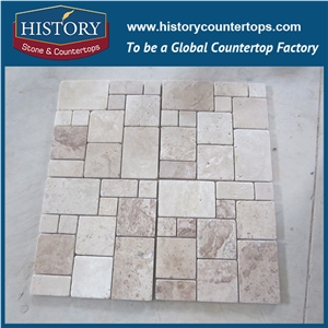 History Stone Sophisticated Shandong Supplier Reliable Quality Reasonable Price, Natural Cream Marfil Sp Marble Irregular Shaped Mosaic for Interior Decoration, Floor & Wall Mosaic Tile