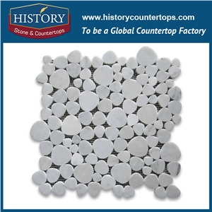 History Stone Tiles Stores China Companies, Natural Polished Bianco Carrara White Marble Heart Shaped Bubble Round Pattern Mosaic Bathroom Shower Tiles for Sale, Flooring & Wall Mosaic