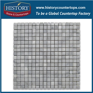 History Stone Top Products Made in China, Natural Honed Bianco Carrara White Marble Natural Stone 0.625×0.625 Square Pattern Mosaic Tile for Kitchen Backsplash and Tv Background Wall