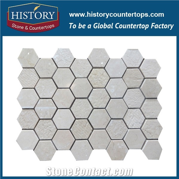 History Stone Up-To-Date Design High Reputation Wide Selection, Natural Bianco Carrara Marble Mixed Color Hexagon Mosaic Tile for House Decoration, Stone Floor & Wall Mosaic Tile