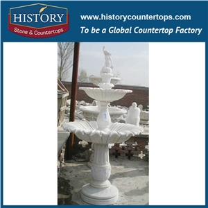 History Stone Well-Known Fujian Factory Fountain, Excellent White Marble Elaborate Designs Tiered Cut-To-Size Fountain for Park Decoration, Decorative Exterior Stone Fountain