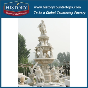 History Stone Well-Known Fujian Factory Fountain, Qualified White Marble New Designs Three Tiered Cut-To-Size Angels Fountain for Park Decoration, Decorative Exterior Stone Fountain