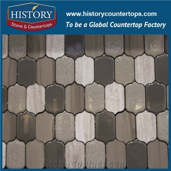 History Stone Wholesale Shandong Supplier Great Quality Low Price, Natural Sand Wave Beige Chevron Mosaic for Interior and Outdoor Decoration, Decorative Floor & Wall Beige Marble Mosaic Tile
