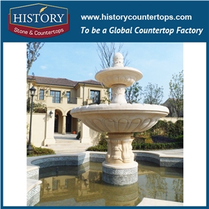 History Stone Wolrd Class China Craftsmanship, Grey Granite Magnificent Three-Layer Floral Garden Fountain with Exquisite Carved Lions Statues, Decorative Sculptured Water Fountain