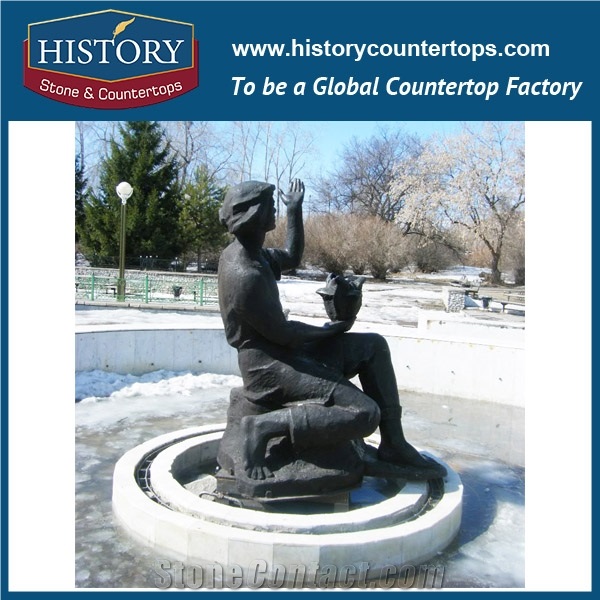 History Stone Wolrd Class China Craftsmanship, Grey Granite Magnificent Three-Layer Floral Garden Fountain with Exquisite Carved Lions Statues, Decorative Sculptured Water Fountain