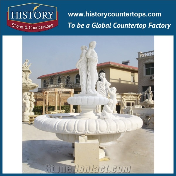 History Stone Wolrd Class China Craftsmanship, Grey Granite Magnificent Three-Layer Floral Garden Fountain with Exquisite Carved Lions Statues, Decorative Sculptured Water Fountain