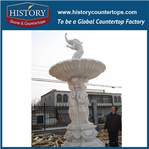History Stone World Brand Fountain by Xiamen Factory, Guaranteed Quality Natural White Marble Handmade Fountain with Exquisite Carved Man Statues, Decorative Stone Fountain