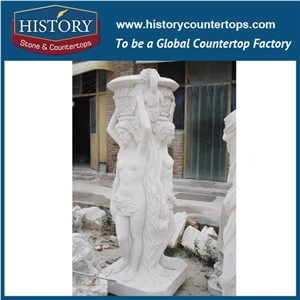 History Stone World-Known Fountain by Xiamen Factory, Guaranteed Quality Natural White Marble Handmade Fountain with Carved Nude Man Holding Jars, Decorative Stone Fountain