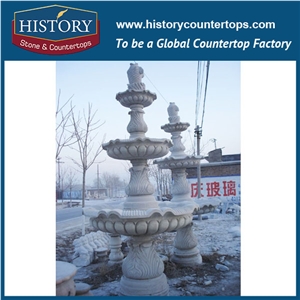 History Stone World-Known Fountain by Xiamen Factory, Guaranteed Quality Natural White Marble Handmade Fountain with Carved Nude Man Holding Jars, Decorative Stone Fountain