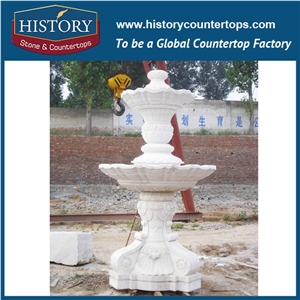 History Stone World Renowned Fountain by Guangdong Yunfu Factory, Competitive Price White Marble Simple Modern Design Fountain for Garden, Square, Villa, Decorative Water Fountain
