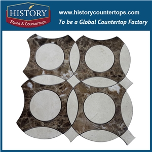 History Stone World-Reputed Xiamen Manufacturers Outstanding Features, Bianco Carrara and Emperador Marble Penny Round Non-Slip Mosaic Tile with Competitive Price, Floor & Wall Mosaic