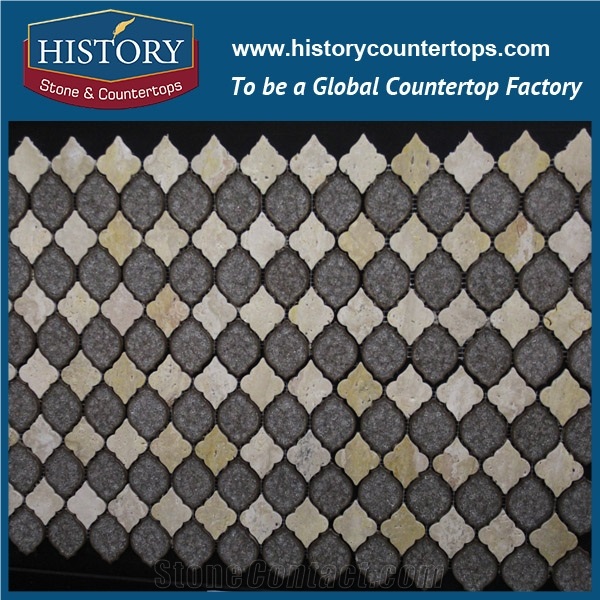 History Stone Xaimen Manufacturers Great Features, Bianco Carrara and Light Emperador Flower Pattern Mosaic Tile with Low Price for House Decoration, White Marble Floor & Wall Mosaic