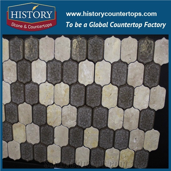 History Stone Xaimen Manufacturers Great Features, Bianco Carrara and Light Emperador Flower Pattern Mosaic Tile with Low Price for House Decoration, White Marble Floor & Wall Mosaic