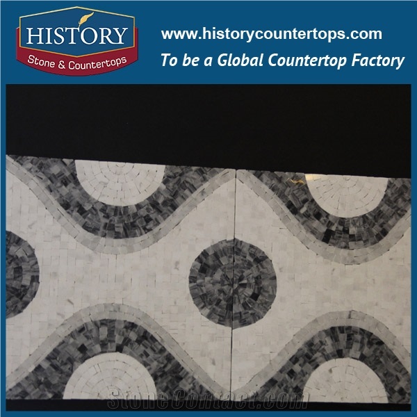History Stone Xaimen Manufacturers Great Features, Bianco Carrara and Light Emperador Flower Pattern Mosaic Tile with Low Price for House Decoration, White Marble Floor & Wall Mosaic