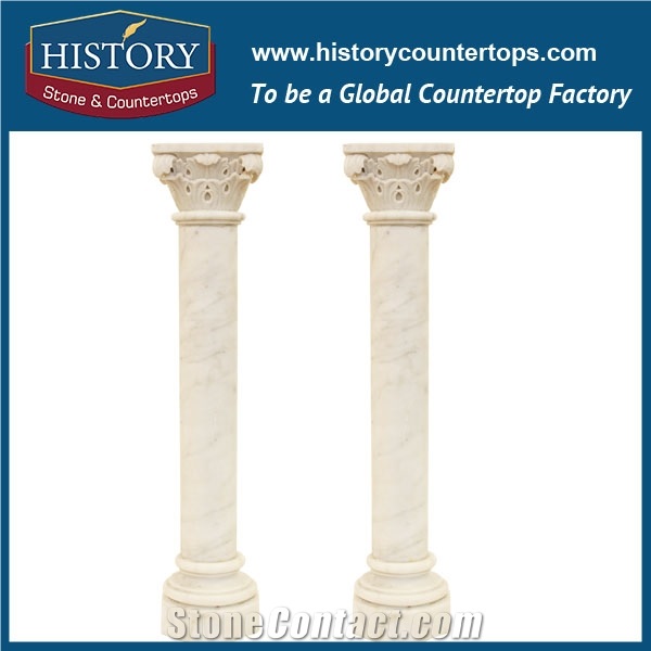 History Stones 2017 Popular New Design Pure White Marble Stone Customized Home Decorative Nice Roman Art Square Pillars Sculptured Column