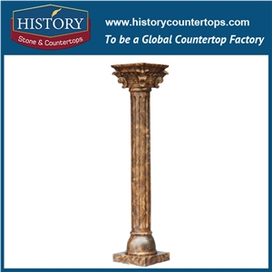 History Stones Antique Decor Column Natural Hand Carved Galala Beige Marble Home Decoration Marble Pillars with Figure Pedestal Decorative Columns