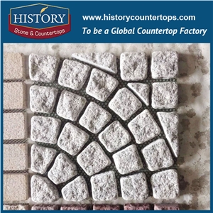 History Stones Bulk Sale Top Quality Crazy Cube Stone with Mesh Back Thick Dark Grey Exterior Brushed Finish G654 Granite Outdoor Square Road Paving Walkway Flamed Paver Cobble Sheet & Pavers
